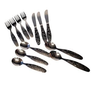 Fresh Baby Child Silverware Utensil Set 12 Piece Vegetables, Fruit, Bread, Food